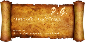 Platzkó Györgyi névjegykártya